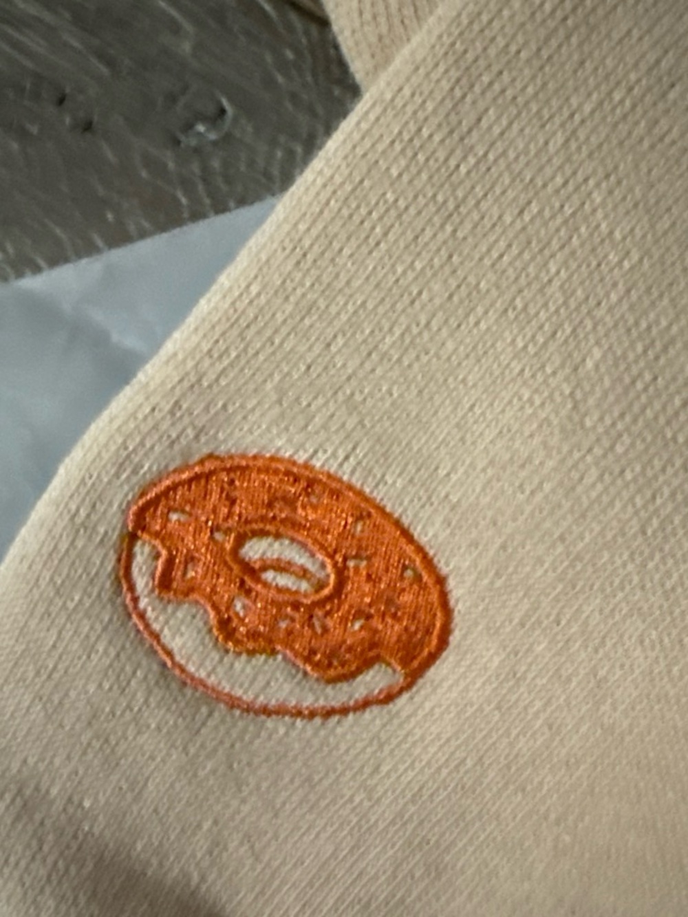 PARKE X DUNCAN Cream Crewneck Sweater with Orange Lettering - Picture 2 of 5